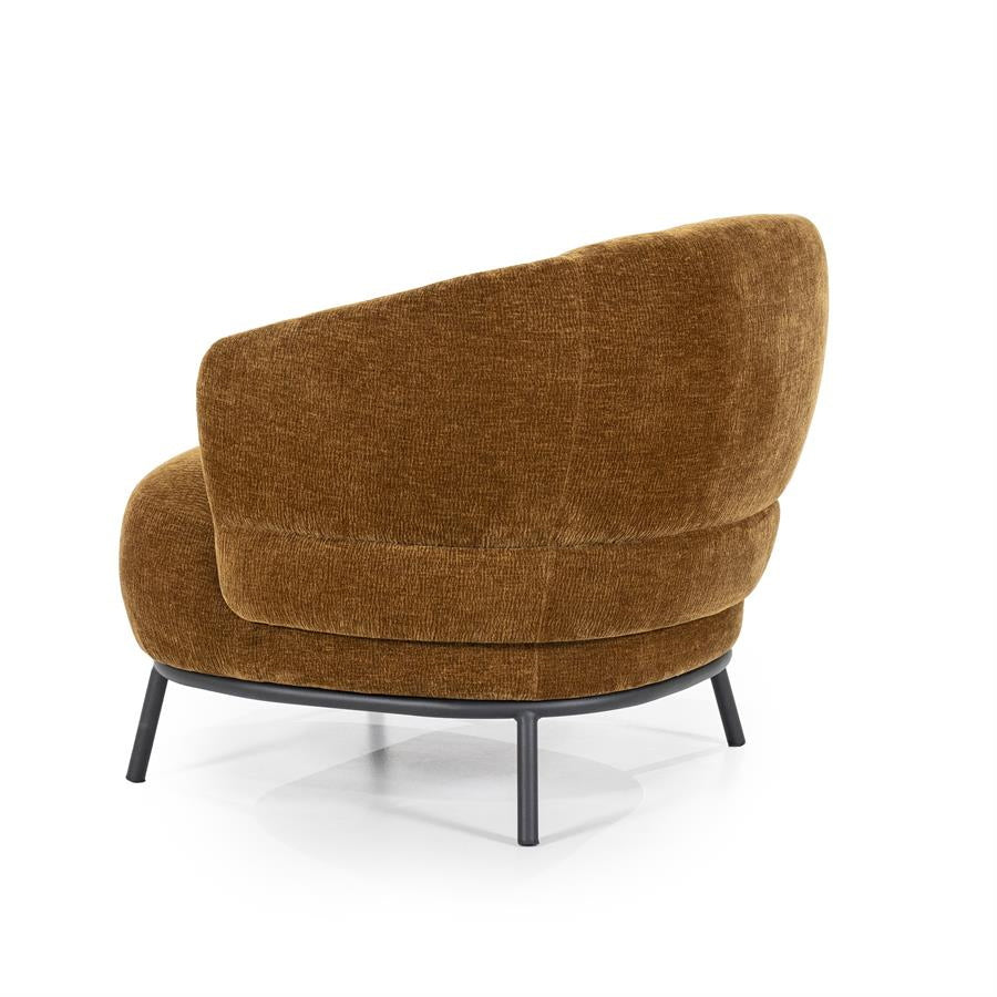 Fauteuil David – polyester & metaal mosterd safari