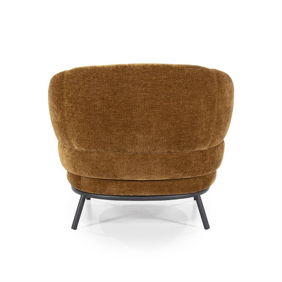 Fauteuil David – polyester & metaal mosterd safari