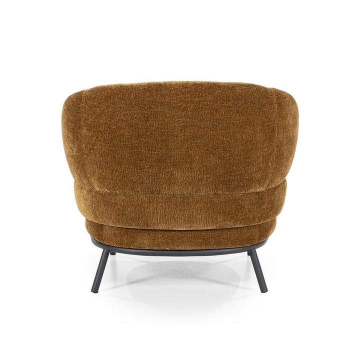 Fauteuil David – polyester & metaal mosterd safari