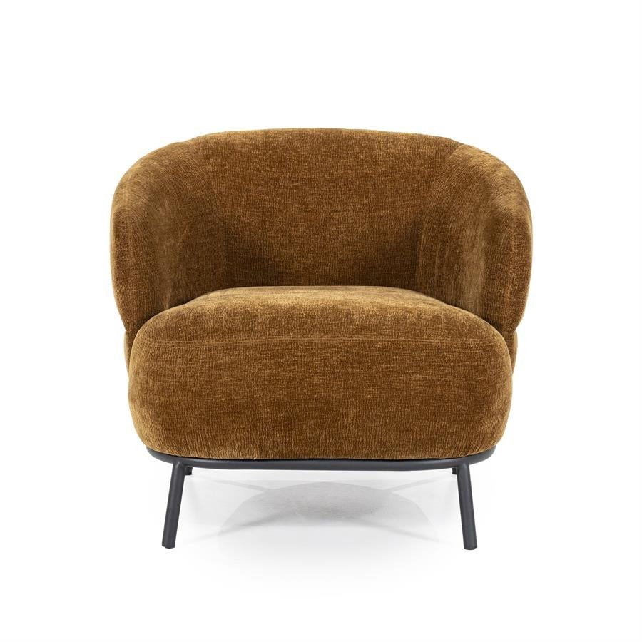 Fauteuil David – polyester & metaal mosterd safari