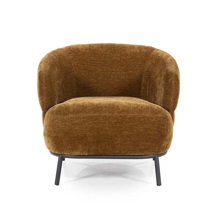 Fauteuil David – polyester & metaal mosterd safari