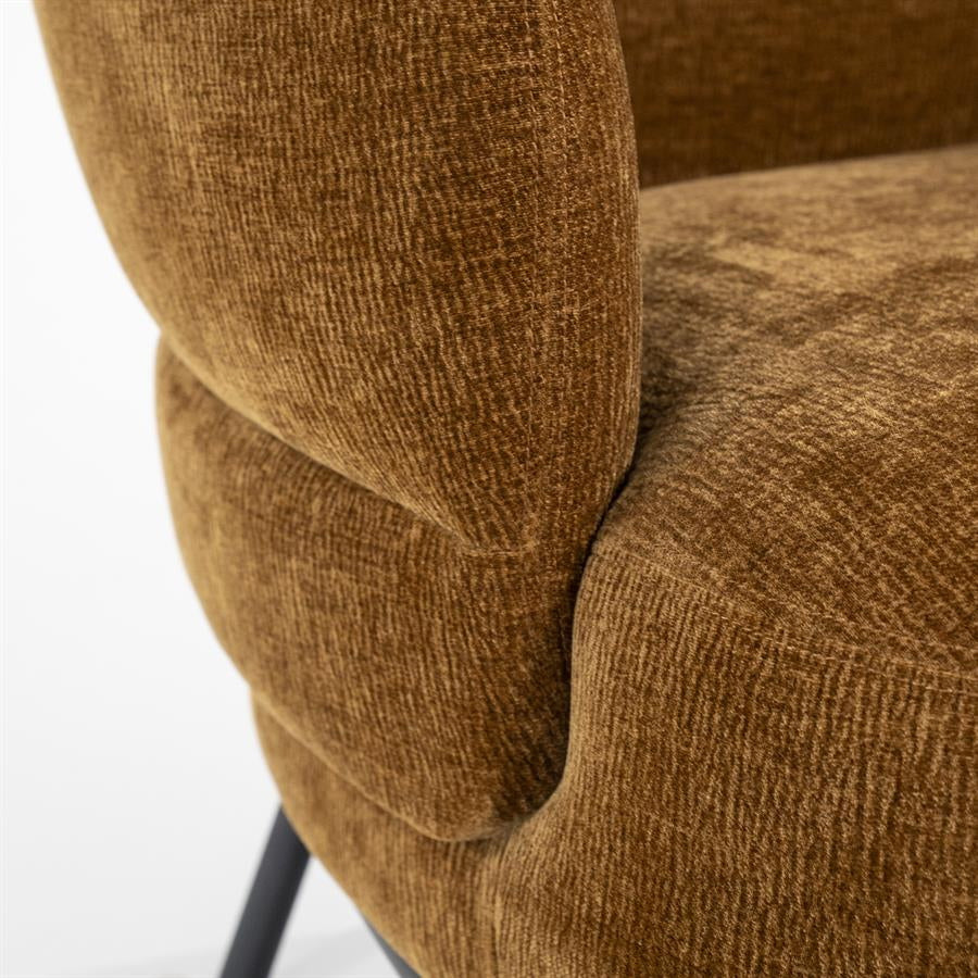 Fauteuil David – polyester & metaal mosterd safari