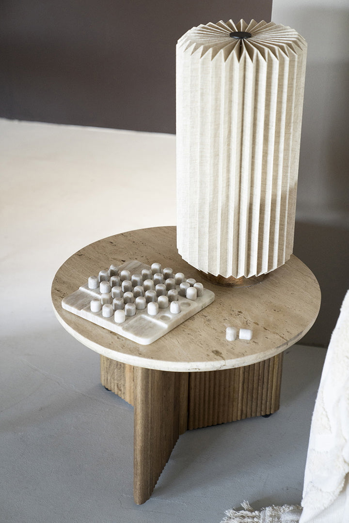 Salontafel Sara – mangohout & travertin beige