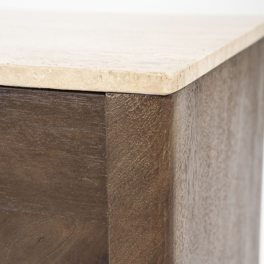 TV meubel Lio – mangohout & travertin beige 2 deuren 170cm
