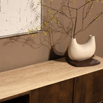 TV meubel Lio – mangohout & travertin beige 3 deuren 200cm