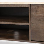 TV meubel Lio – mangohout & travertin beige 3 deuren 200cm