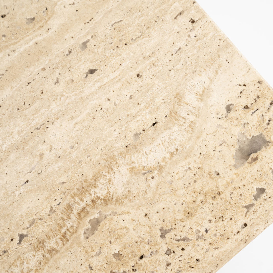 TV meubel Lio – mangohout & travertin beige 3 deuren 200cm