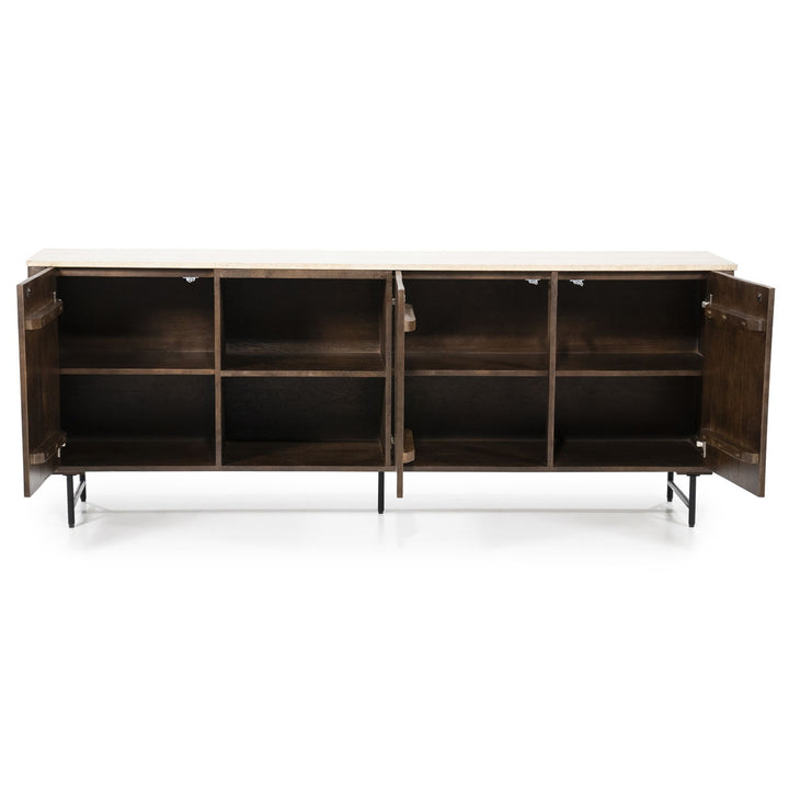 Dressoir Lio – mangohout & travertin 3drs. beige