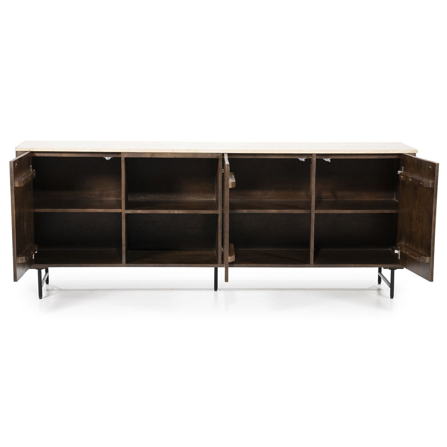Dressoir Lio – mangohout & travertin 3drs. beige