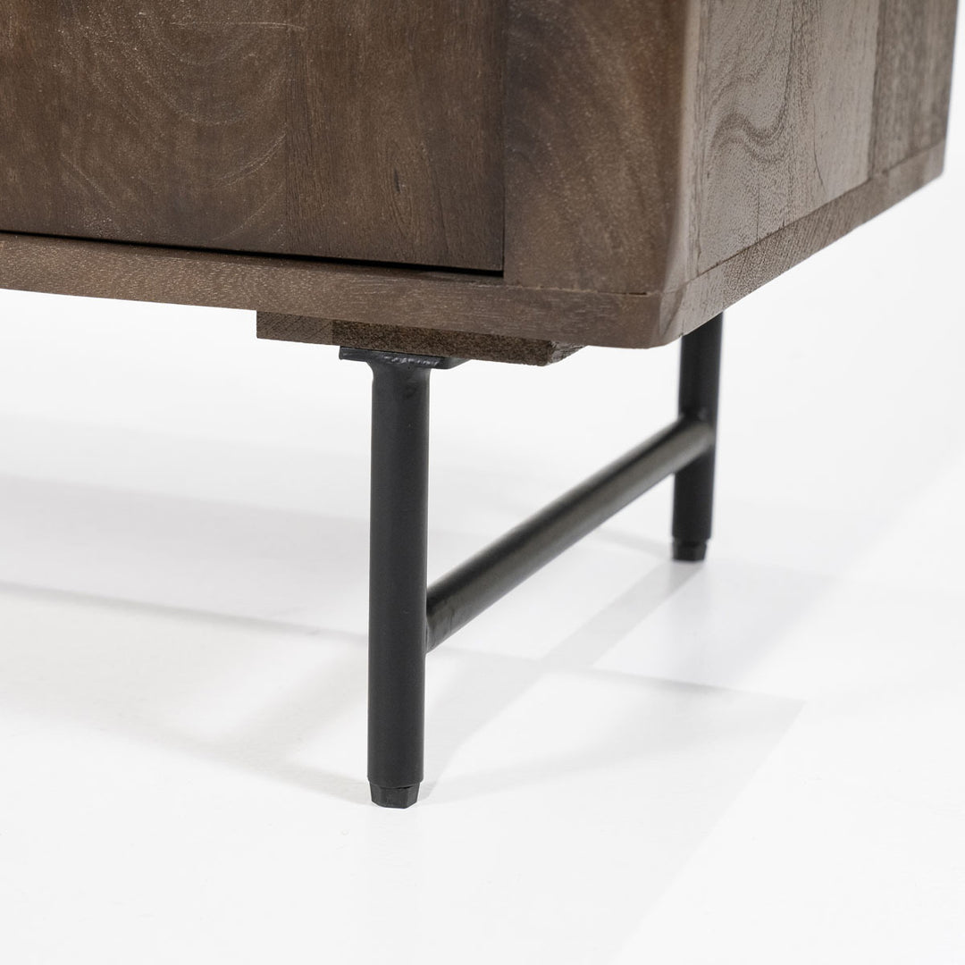 Dressoir Lio – mangohout & travertin 3drs. beige