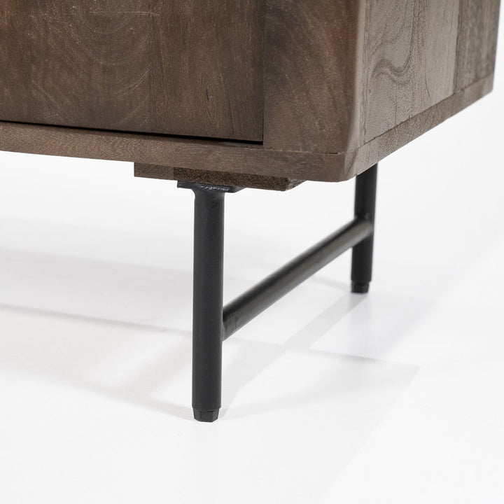 Dressoir Lio – mangohout & travertin 3drs. beige