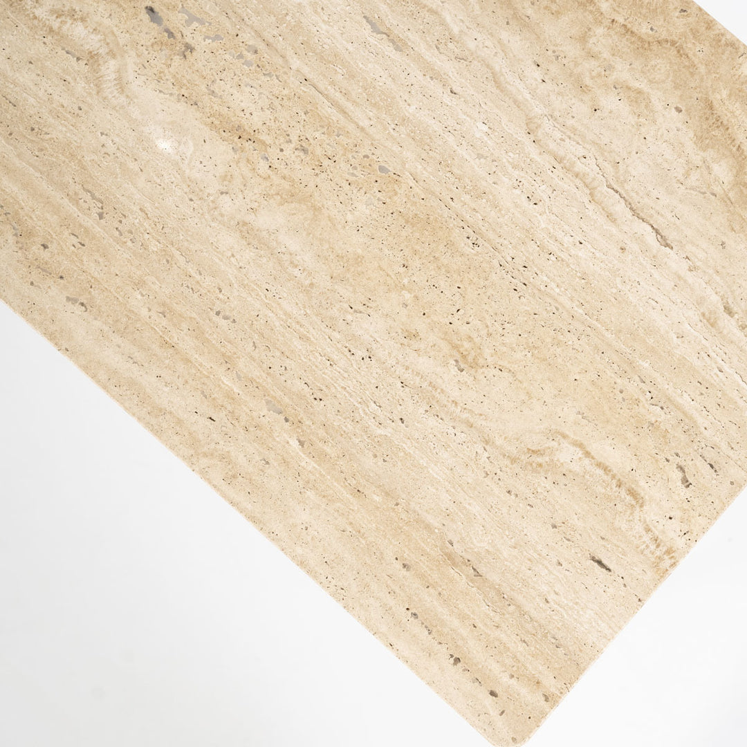 Dressoir Lio – mangohout & travertin 3drs. beige