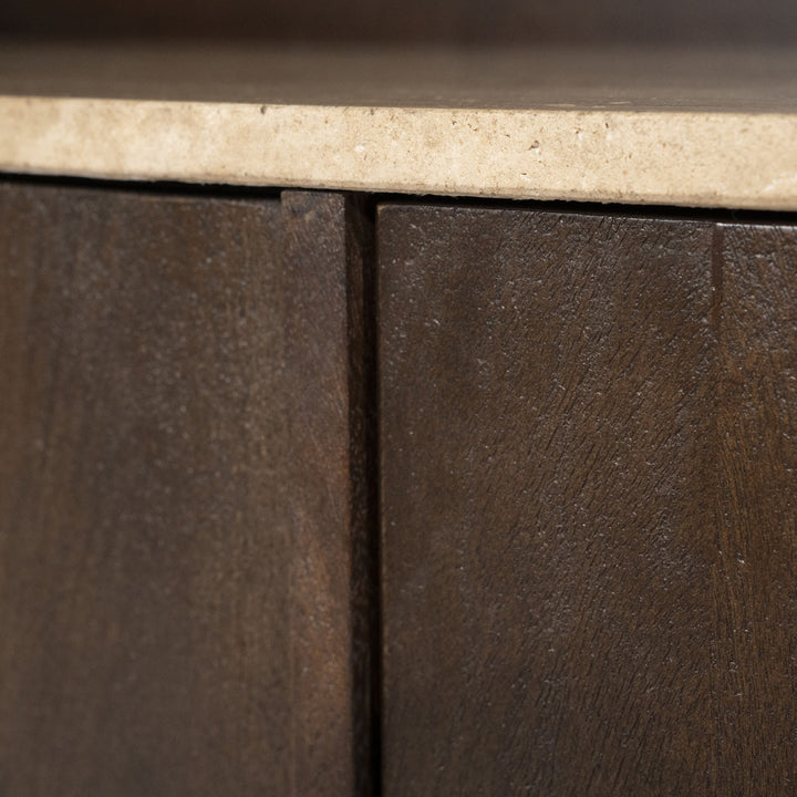 Boekenkast Lio – mangohout & travertin beige groot