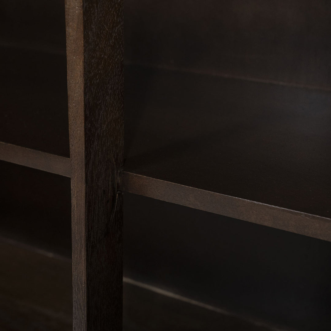 Boekenkast Lio – mangohout & travertin beige groot