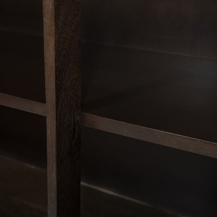 Boekenkast Lio – mangohout & travertin beige groot