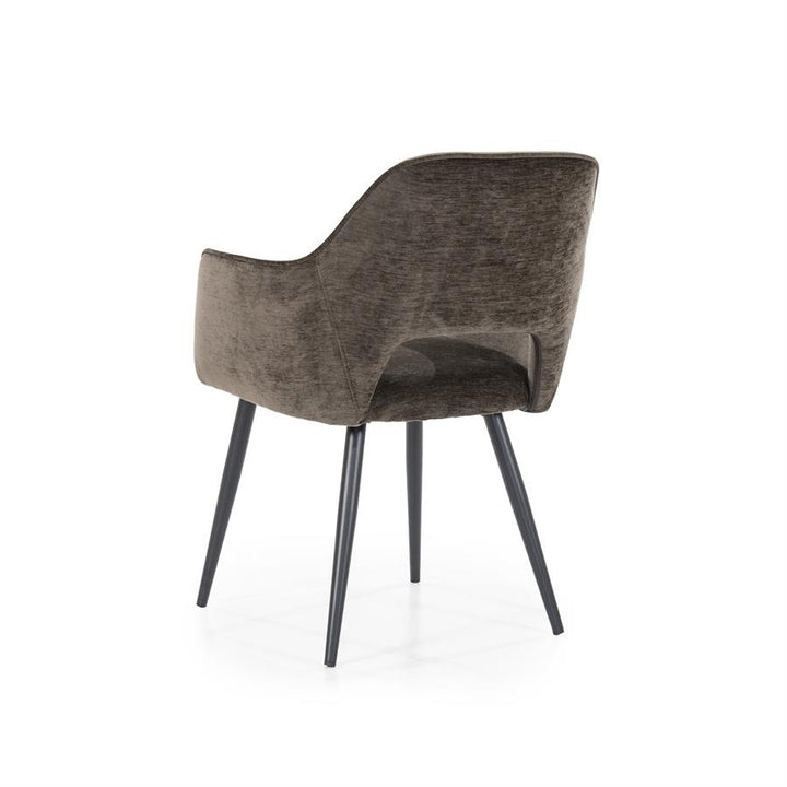 Stoel Esmee met armleuning – polyester & metaal bruin mellow