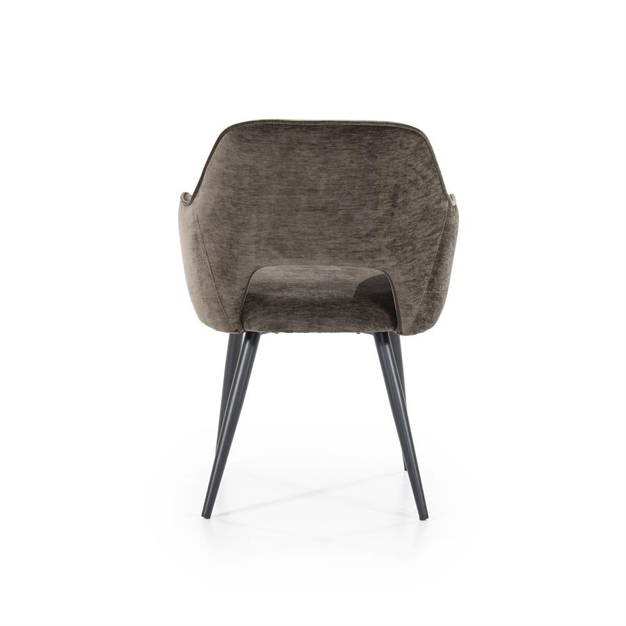 Stoel Esmee met armleuning – polyester & metaal bruin mellow