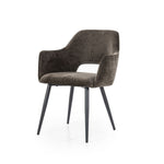 Stoel Esmee met armleuning – polyester & metaal bruin mellow