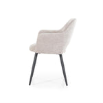 Stoel Esmee met armleuning – polyester & metaal beige mellow
