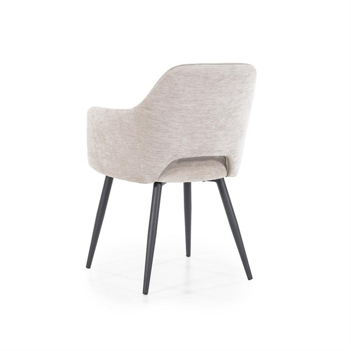 Stoel Esmee met armleuning – polyester & metaal beige mellow