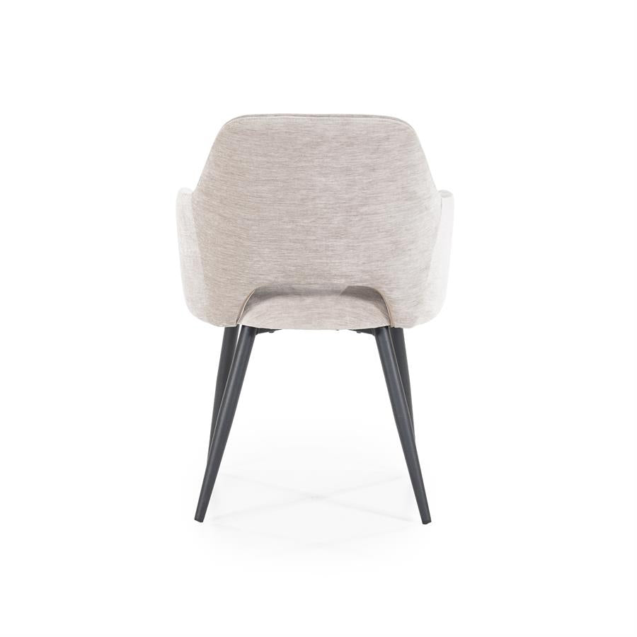Stoel Esmee met armleuning – polyester & metaal beige mellow