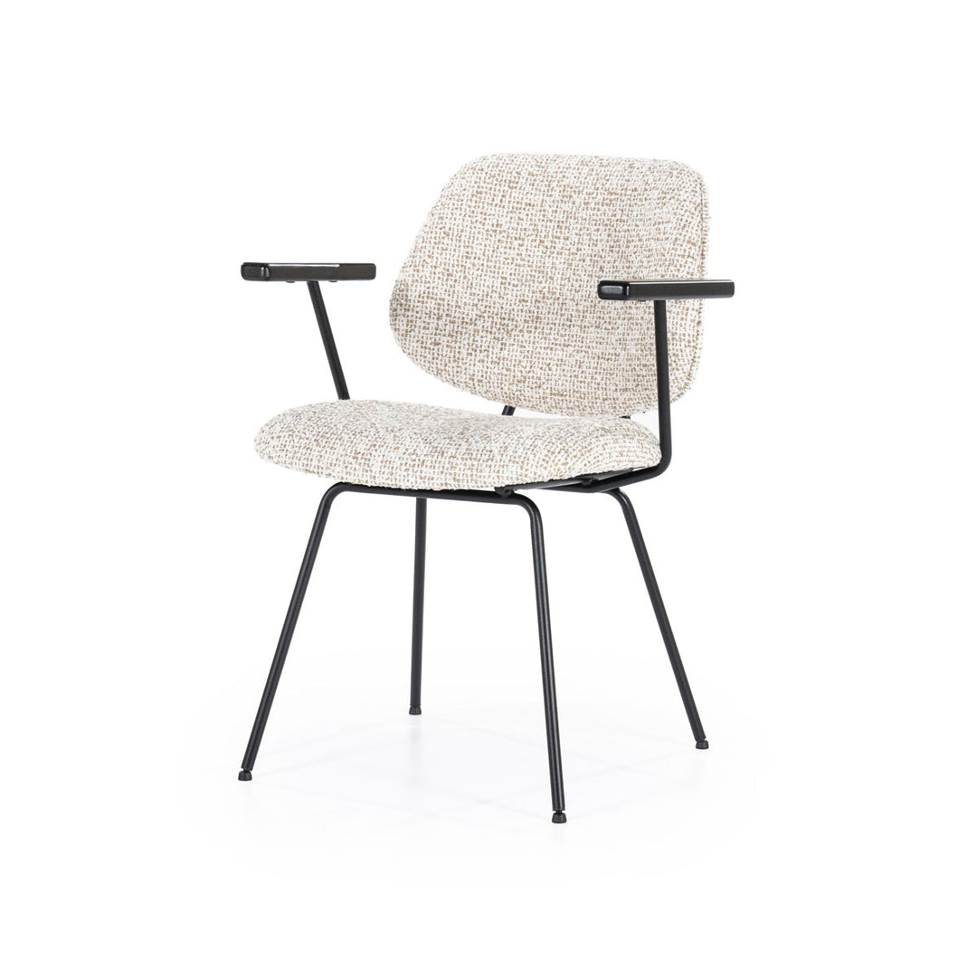 Stoel Jon met armleuning – stof & metaal beige maywood
