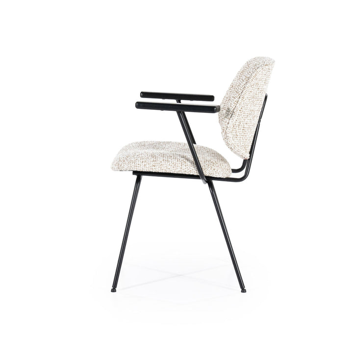 Stoel Jon met armleuning – stof & metaal beige maywood
