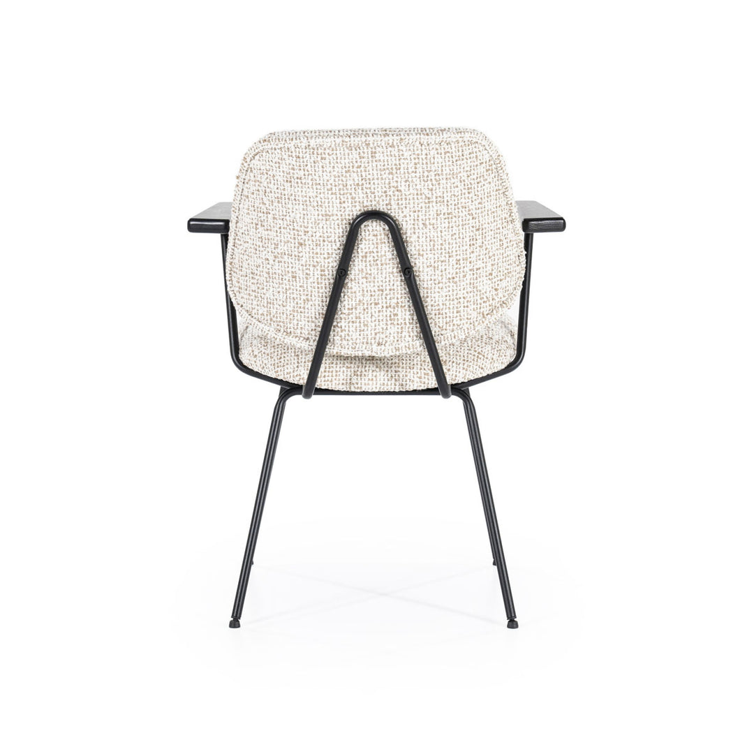 Stoel Jon met armleuning – stof & metaal beige maywood