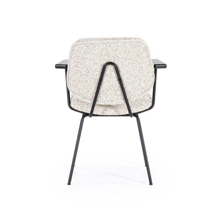 Stoel Jon met armleuning – stof & metaal beige maywood