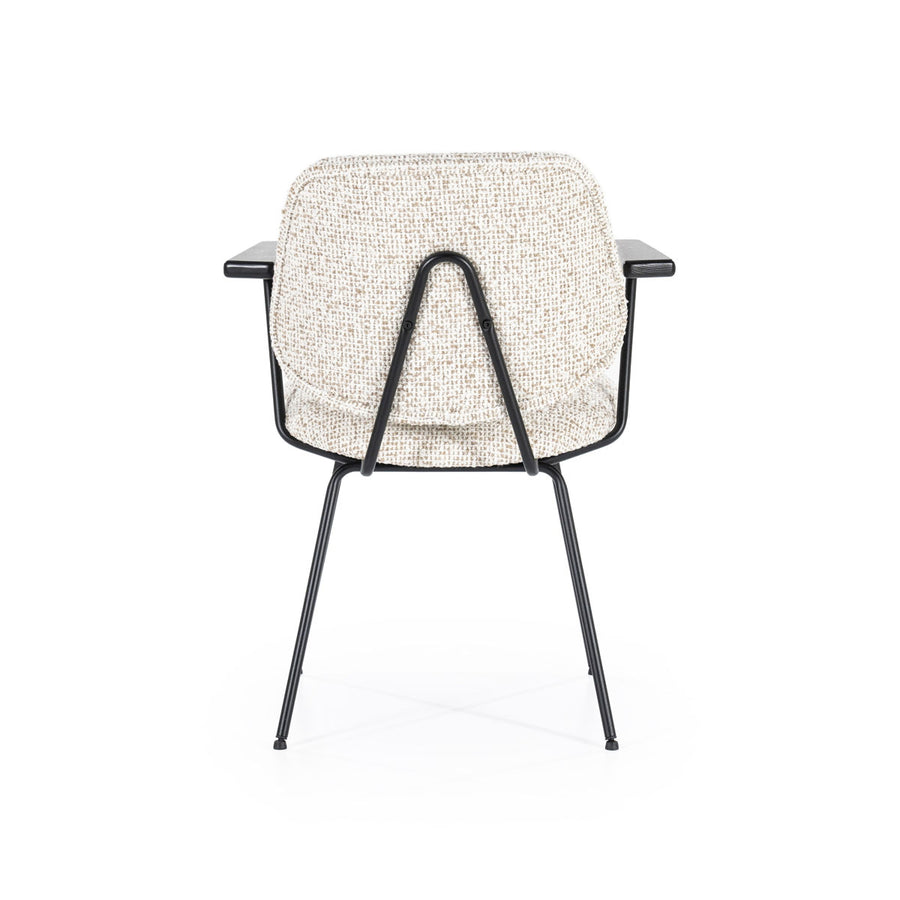 Stoel Jon met armleuning – stof & metaal beige maywood