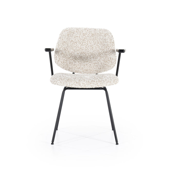 Stoel Jon met armleuning – stof & metaal beige maywood