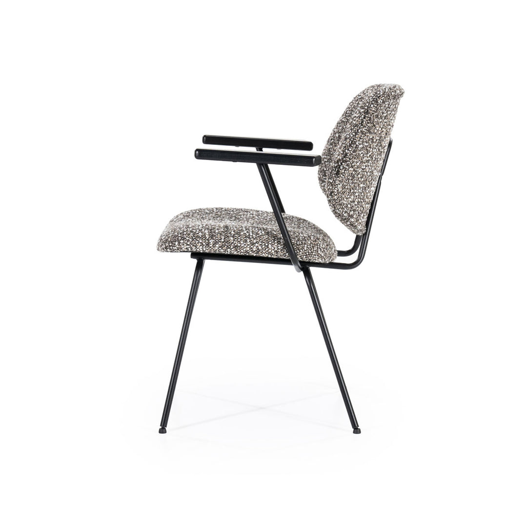 Stoel Jon met armleuning – stof & metaal taupe maywood
