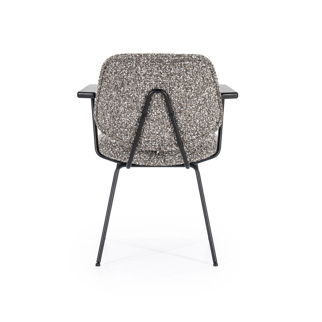 Stoel Jon met armleuning – stof & metaal taupe maywood