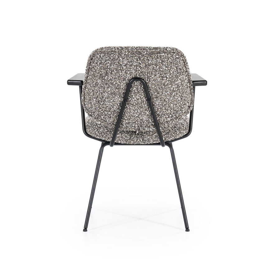 Stoel Jon met armleuning – stof & metaal taupe maywood