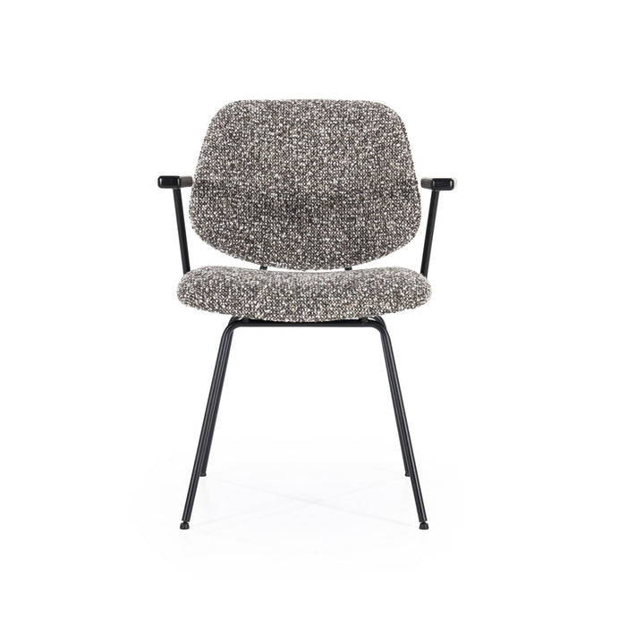 Stoel Jon met armleuning – stof & metaal taupe maywood