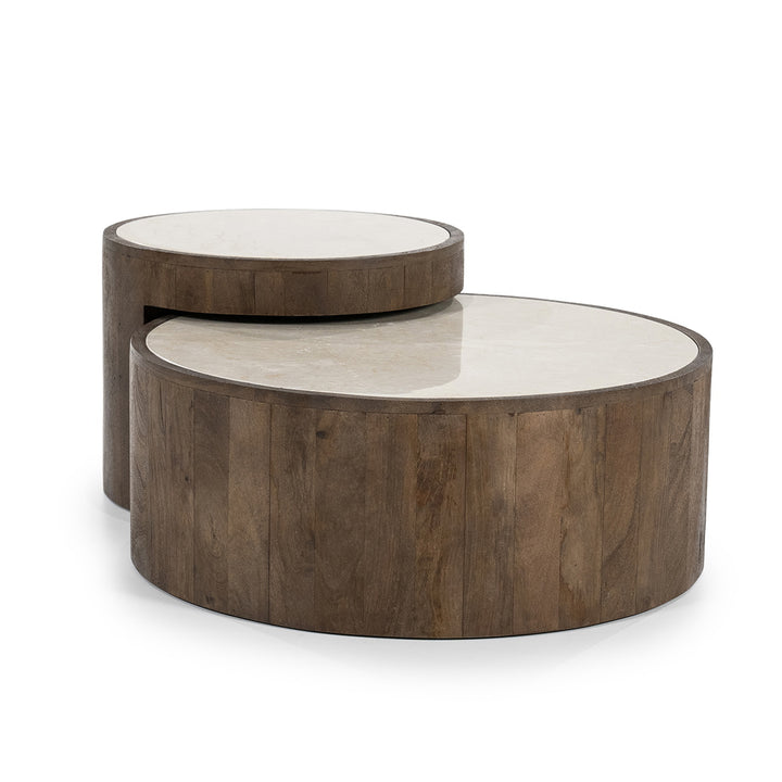 Salontafel set Hazel – mangohout & marmer bruin