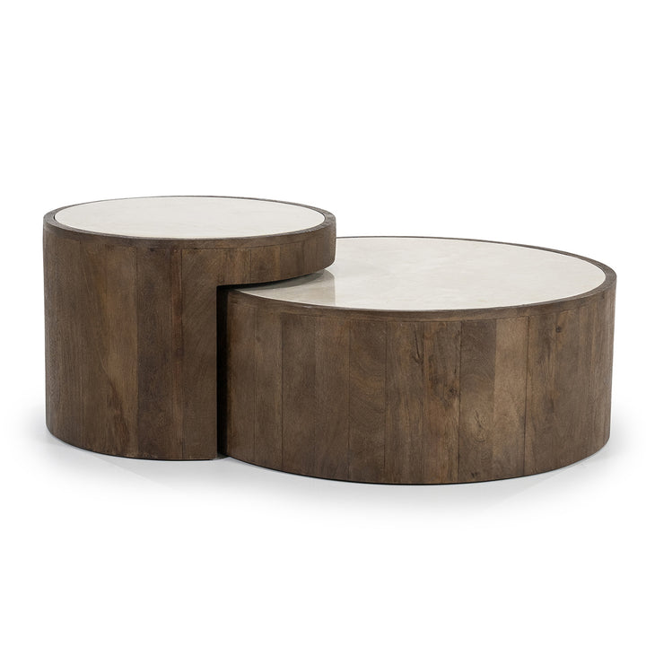 Salontafel set Hazel – mangohout & marmer bruin
