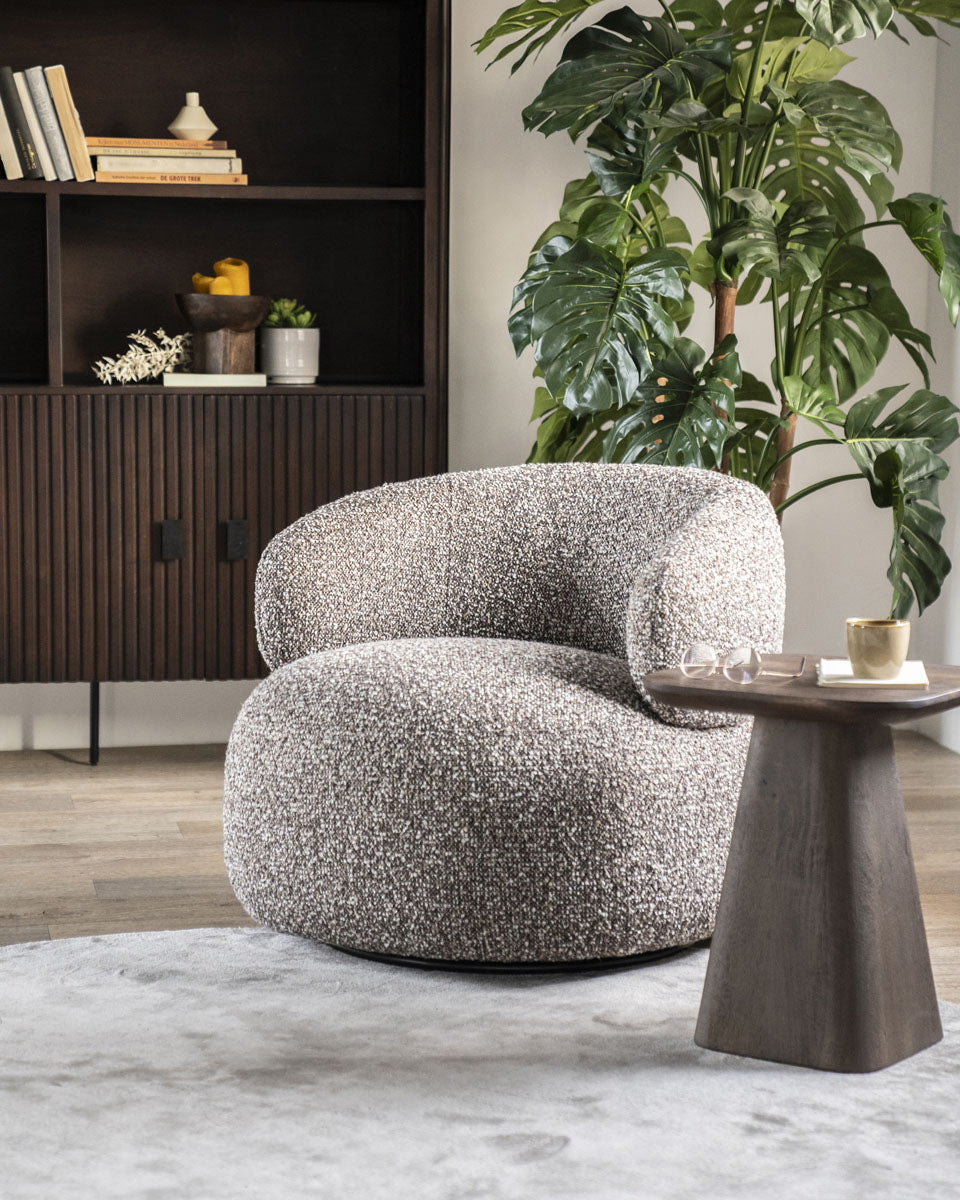 Fauteuil Maeve – stof & metaal taupe maywood