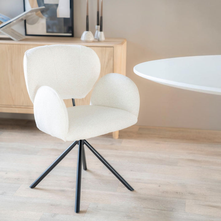 Stoel Rosalin – stof & metaal beige moon