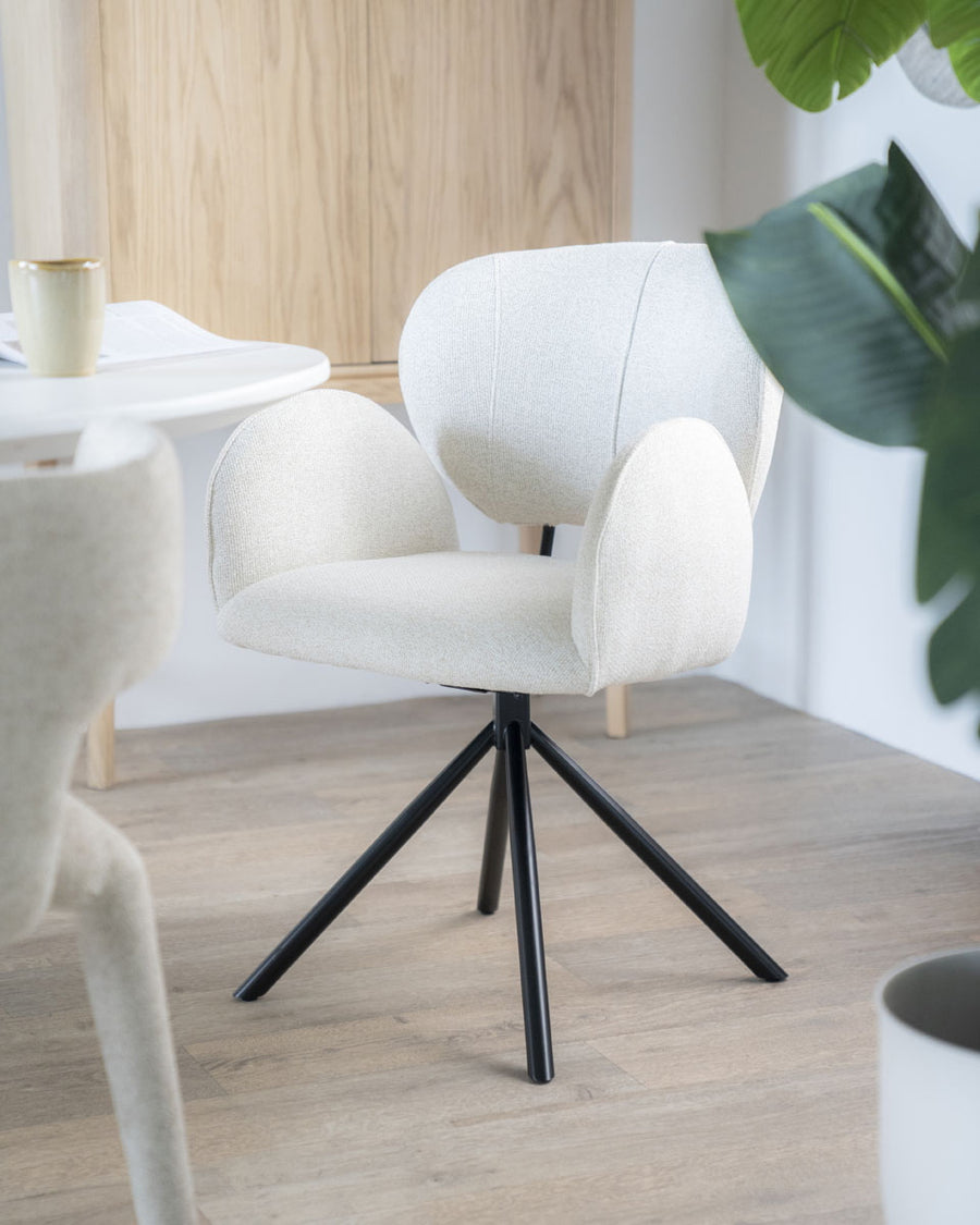 Stoel Rosalin – stof & metaal beige moon