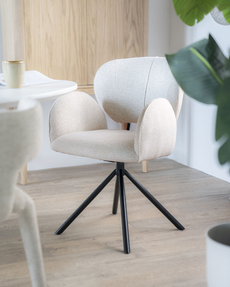 Stoel Rosalin – stof & metaal taupe moon
