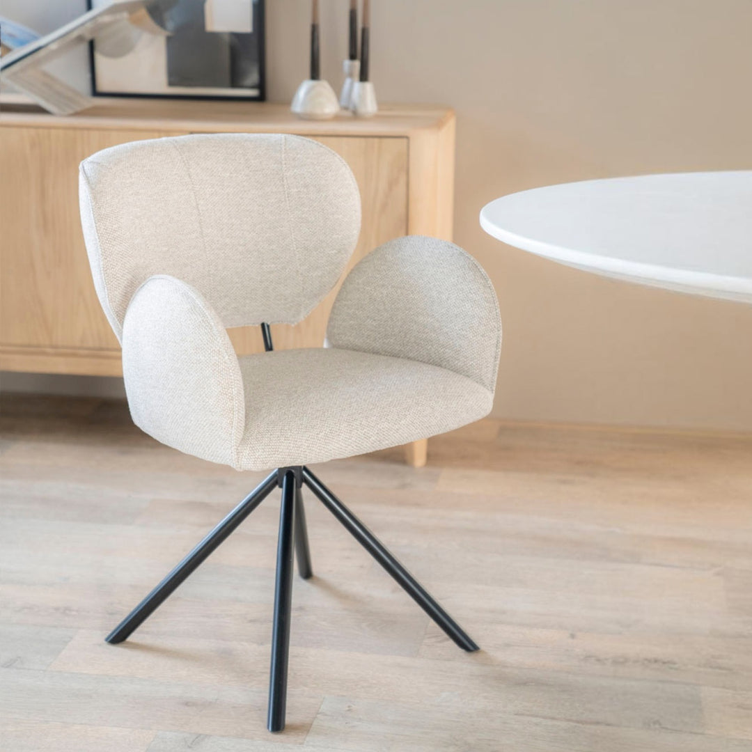 Stoel Rosalin – stof & metaal taupe moon