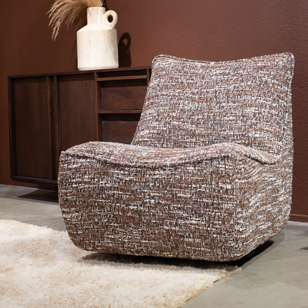 Fauteuil Loys – stof, hout & metaal bruin barkley