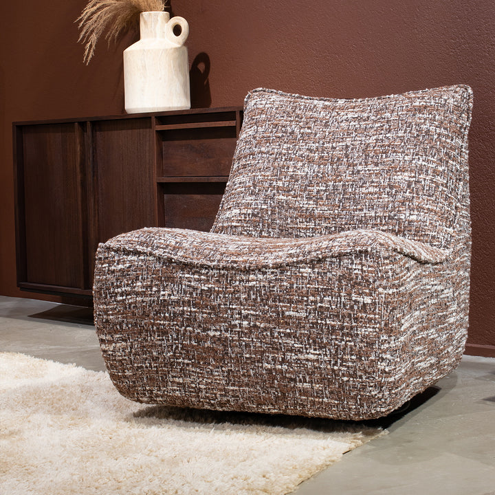 Fauteuil Loys – stof, hout & metaal bruin barkley