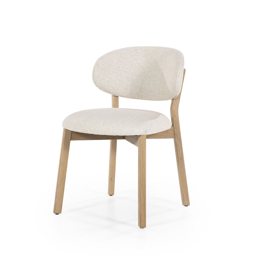 Stoel Mikky – stof & eikenhout naturel beige moon