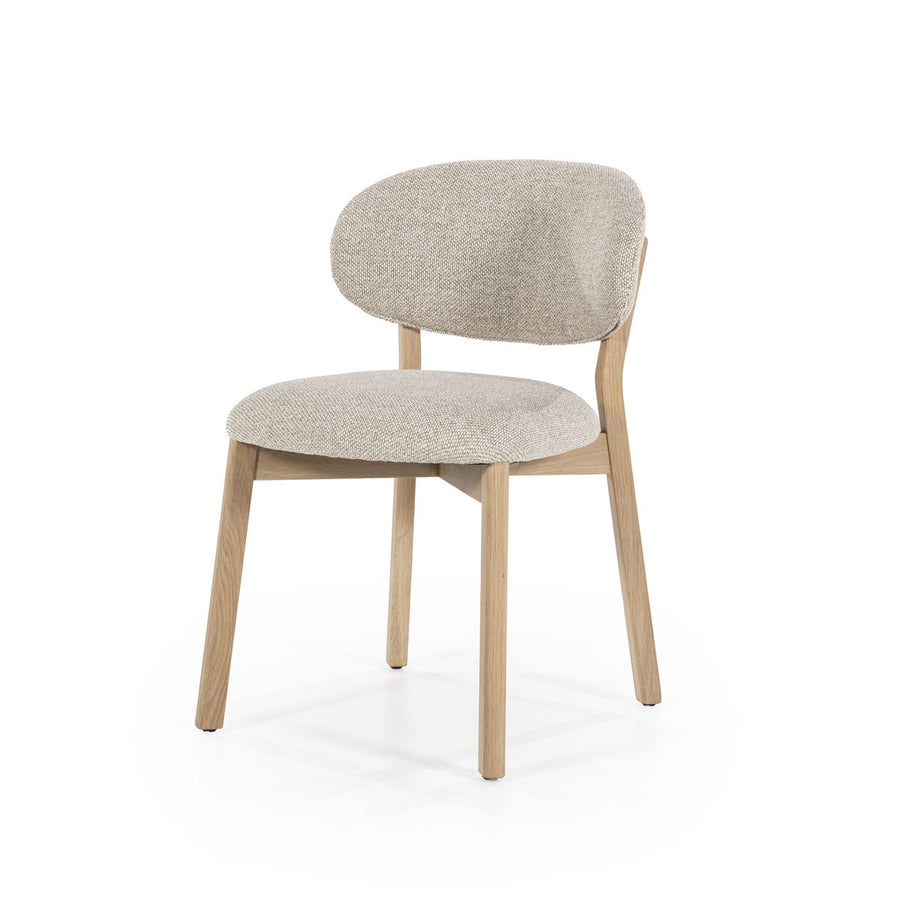 Stoel Mikky – stof & eikenhout naturel taupe moon