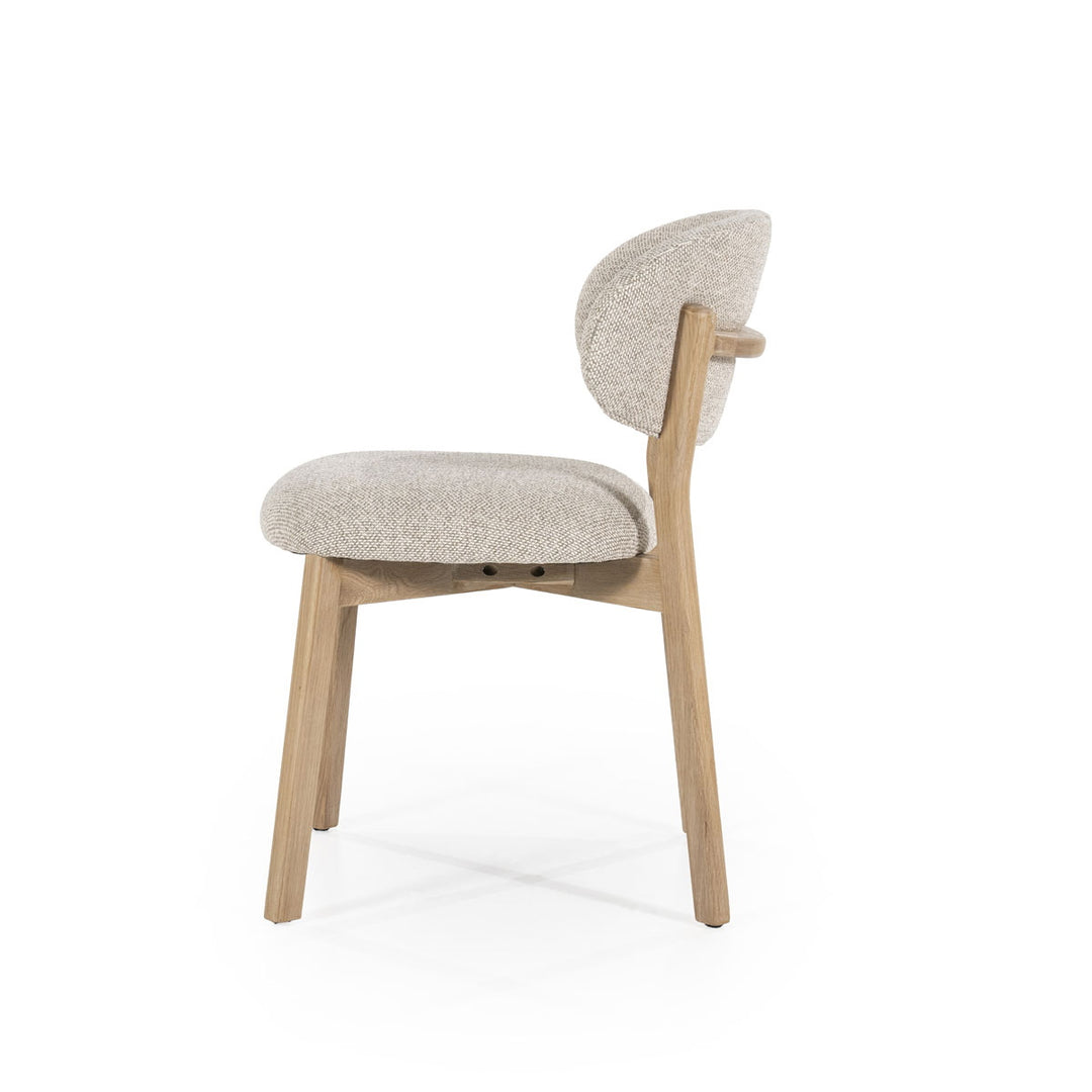 Stoel Mikky – stof & eikenhout naturel taupe moon