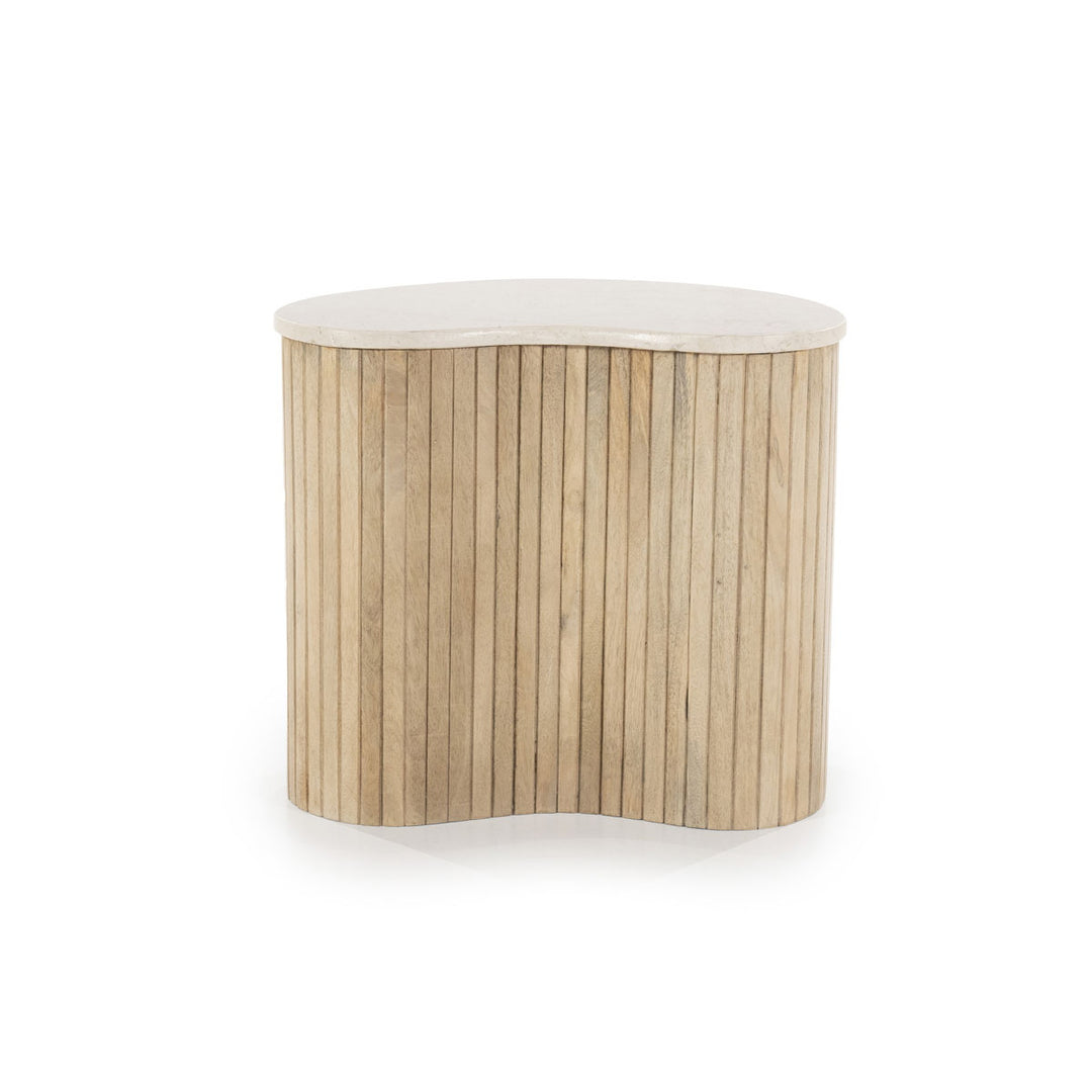 Bijzettafel Kira – mangohout & marmer wit