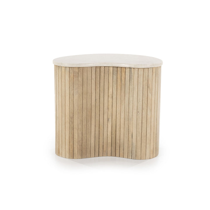 Bijzettafel Kira – mangohout & marmer wit