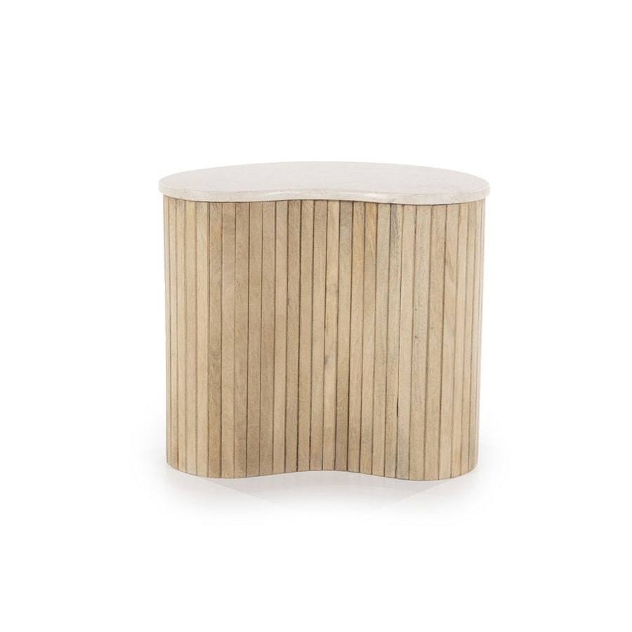 Bijzettafel Kira – mangohout & marmer wit